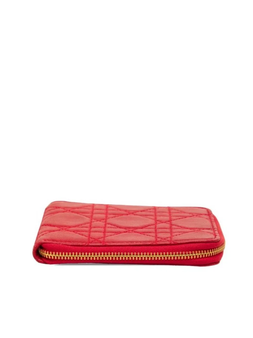 Dior Cannage Bifold Wallet Red Lambskin